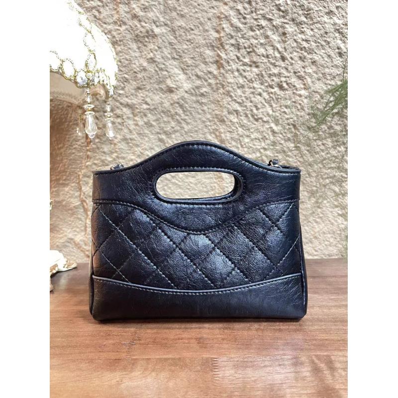 GOYN手工真皮女包想 手提小号 C 10331-2 黑色新 21cm 银扣