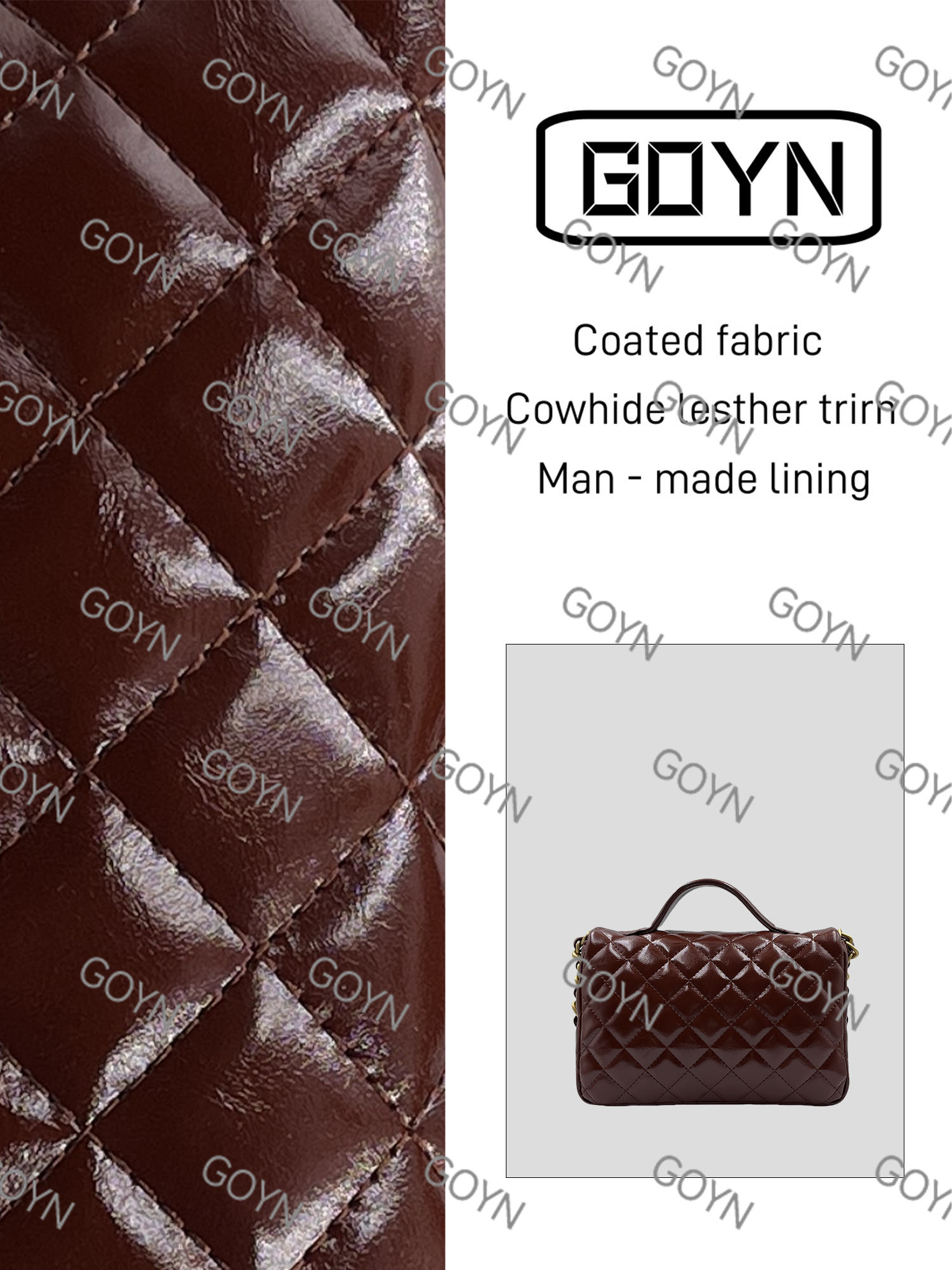 GOYN手工真皮女包想  0309 双袋手提棕色24cm