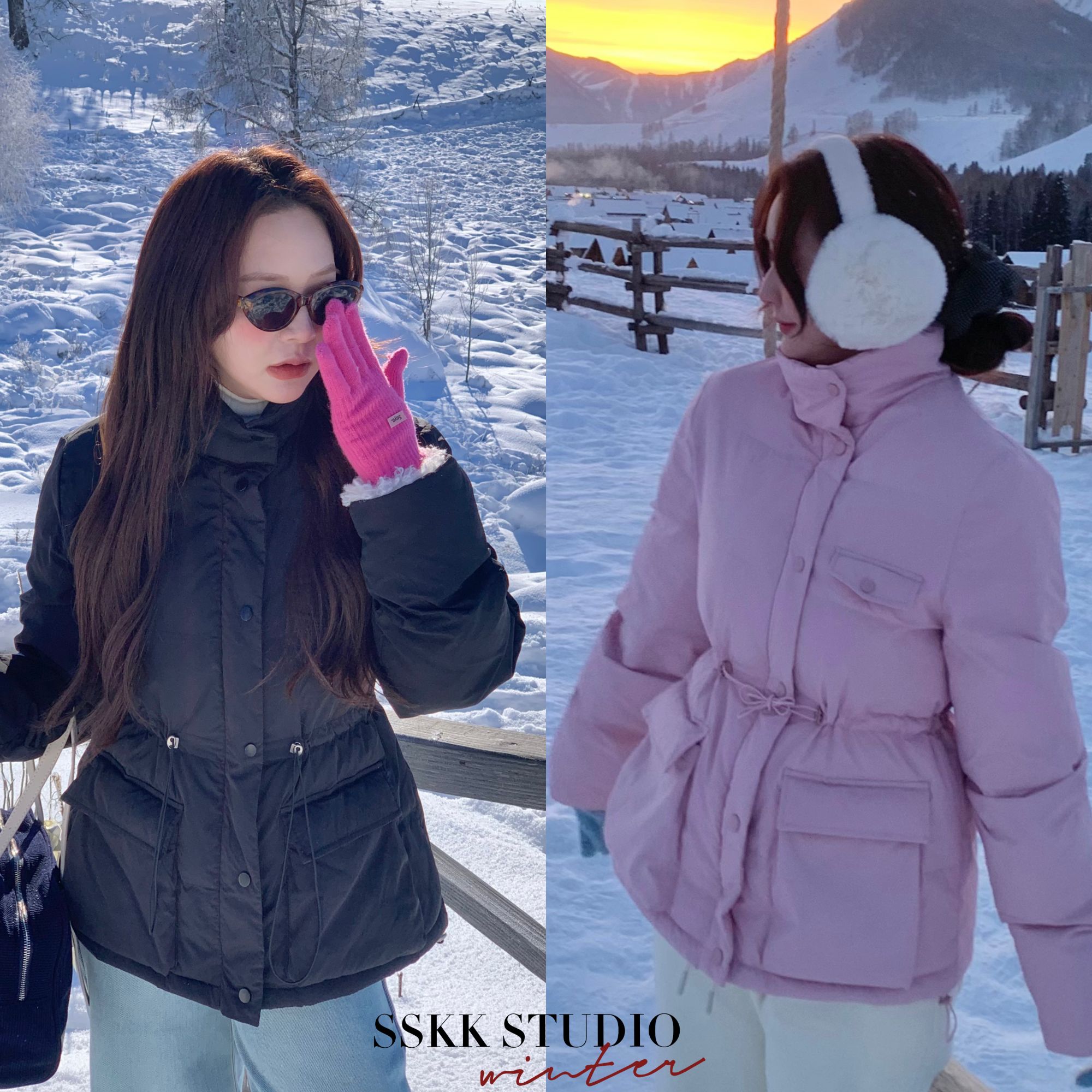 KMZY/KMZY山_山【冬日氛围感】微胖mm韩版简约立领收腰显瘦棉服外套