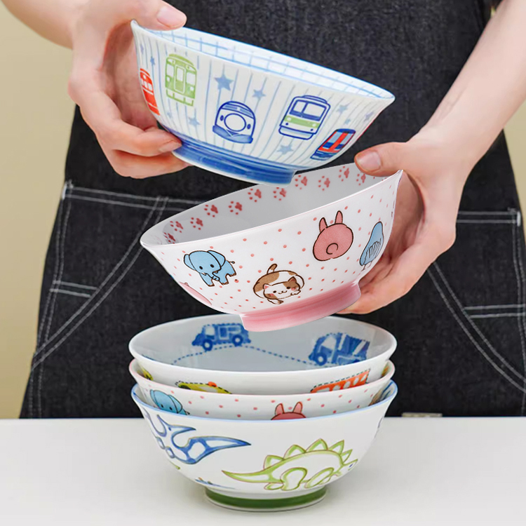 日本进釉下彩卡通面碗汤碗可爱恐龙宝宝卡通日式陶瓷创意家用
