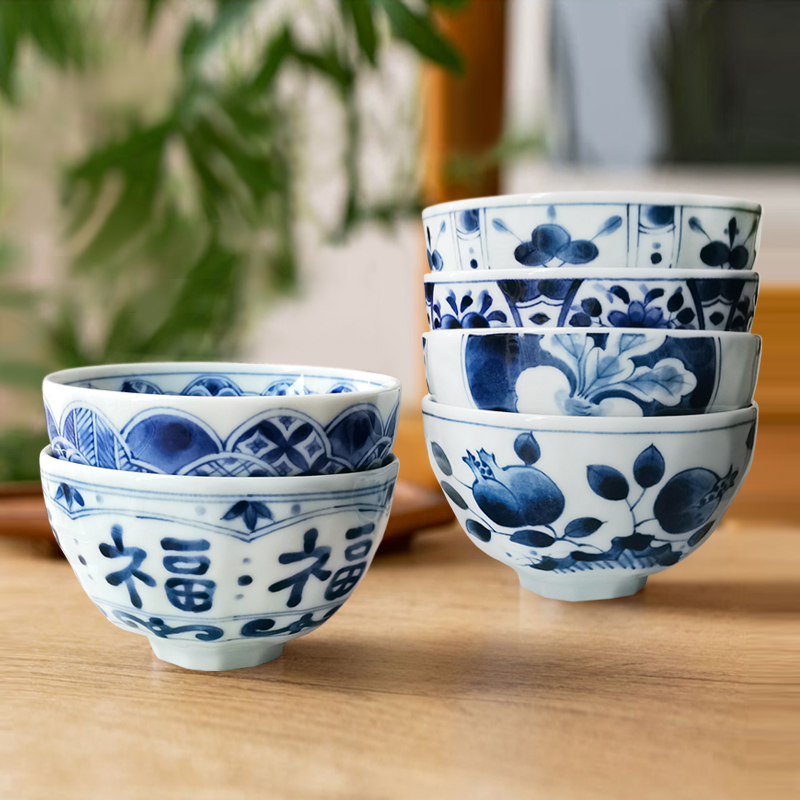 日本进口蓝凛堂利休碗日式家用米饭碗吃饭碗小碗餐具陶瓷青花瓷碗
