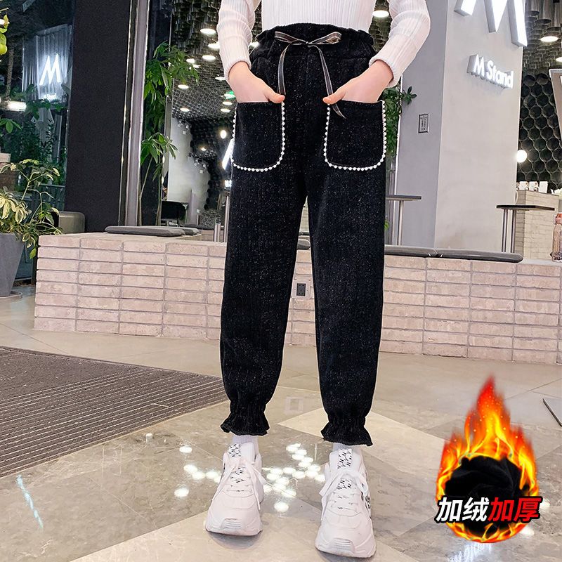 优选女童裤子一体绒秋冬加绒加厚雪尼尔一条过冬中大童外穿洋气长