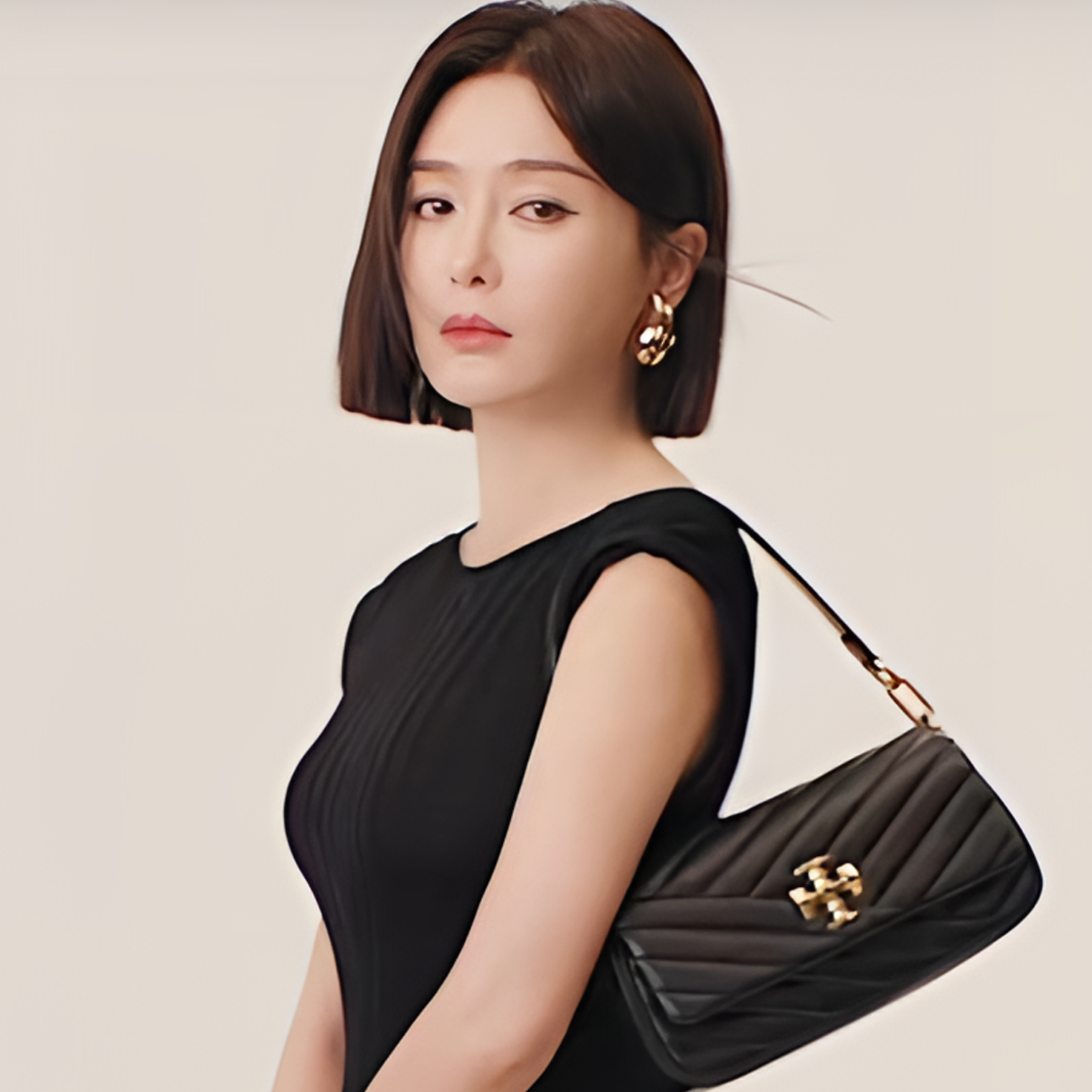 TORY BURCH/汤丽柏琦Kira羊皮链条双T徽标腋下包斜挎法棍包 90456