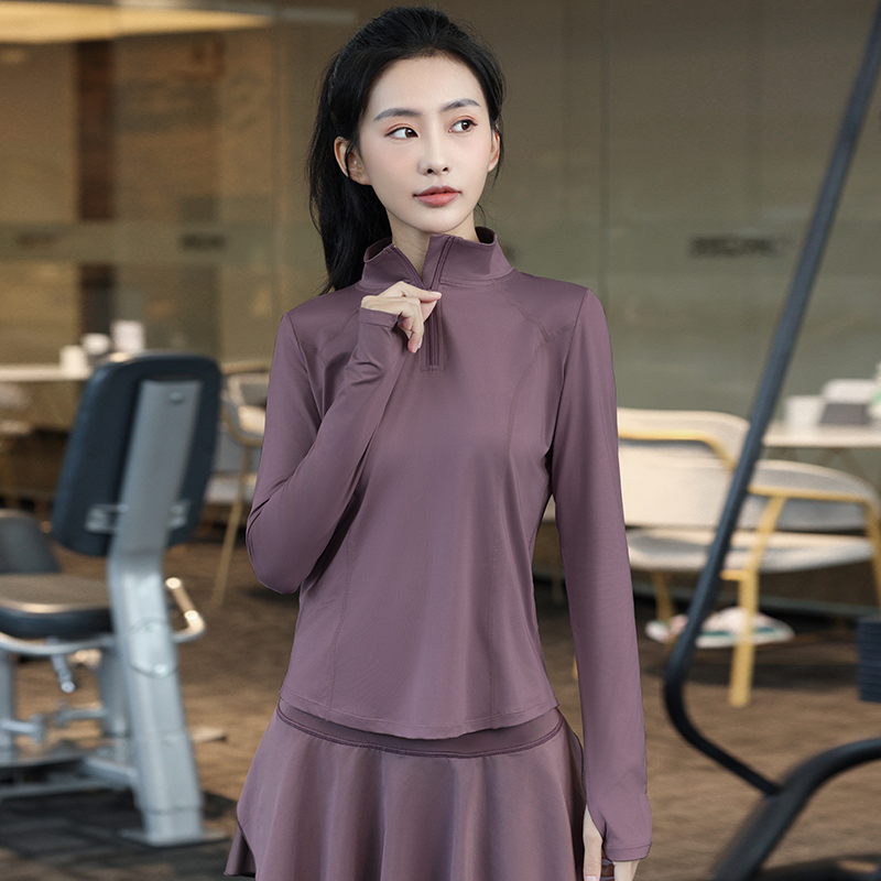 9278气质显瘦健身衣运动服训练瑜伽服女士冬款半拉链速干衣高弹力