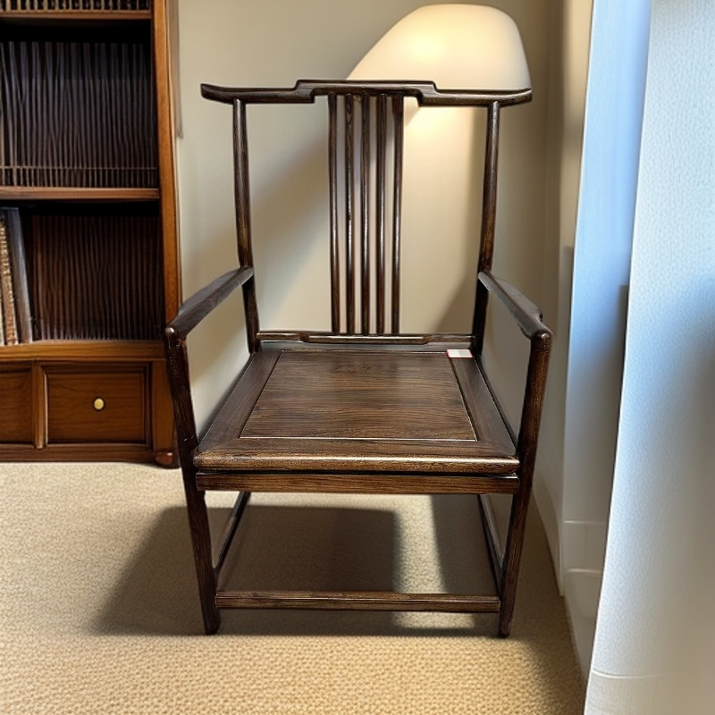 翘头式客椅新中式椅子仿古实木椅明式围椅老榆木实木圈椅禅意古典