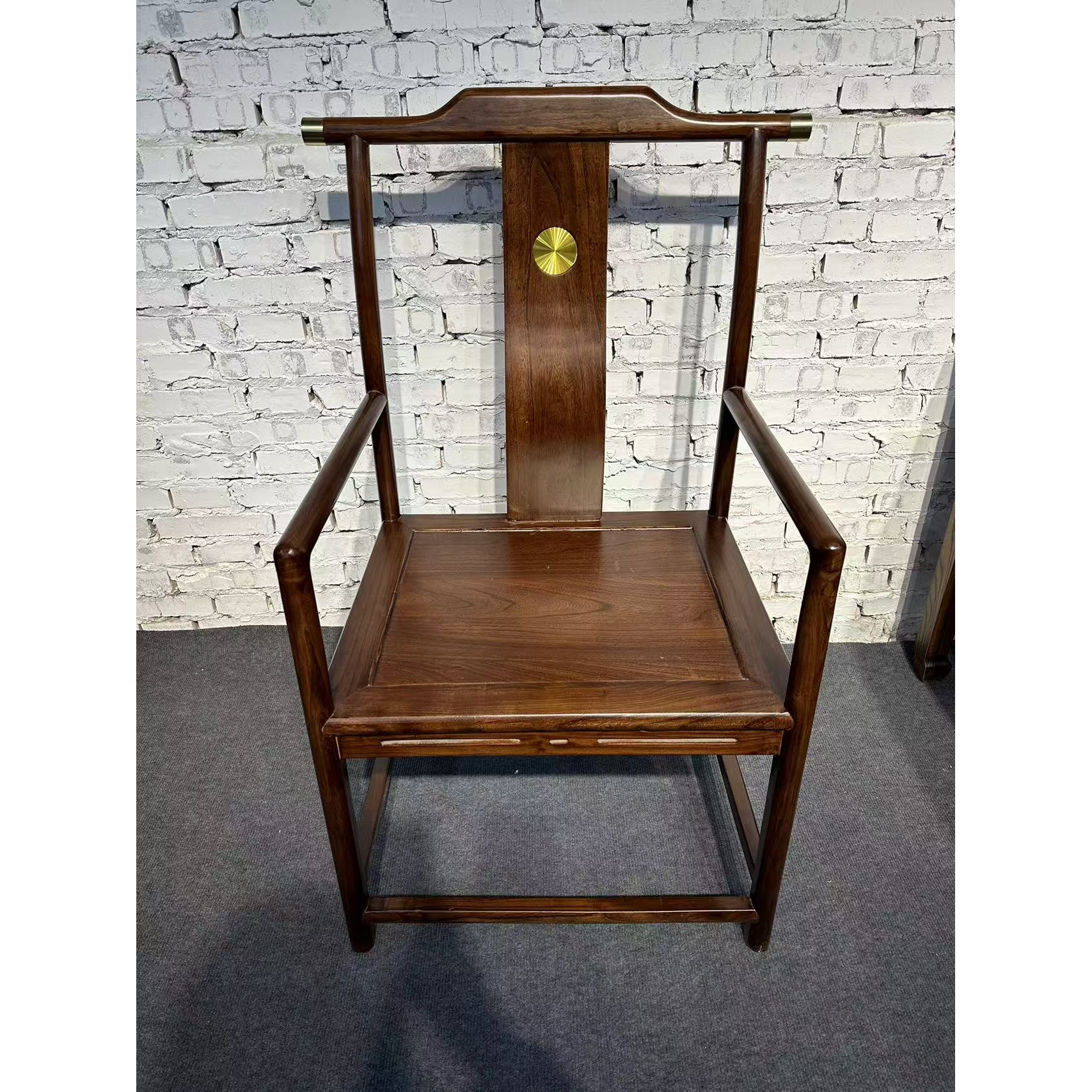 新中式椅子仿古实木椅明式围椅老榆木靠背椅实木圈椅禅意主人椅