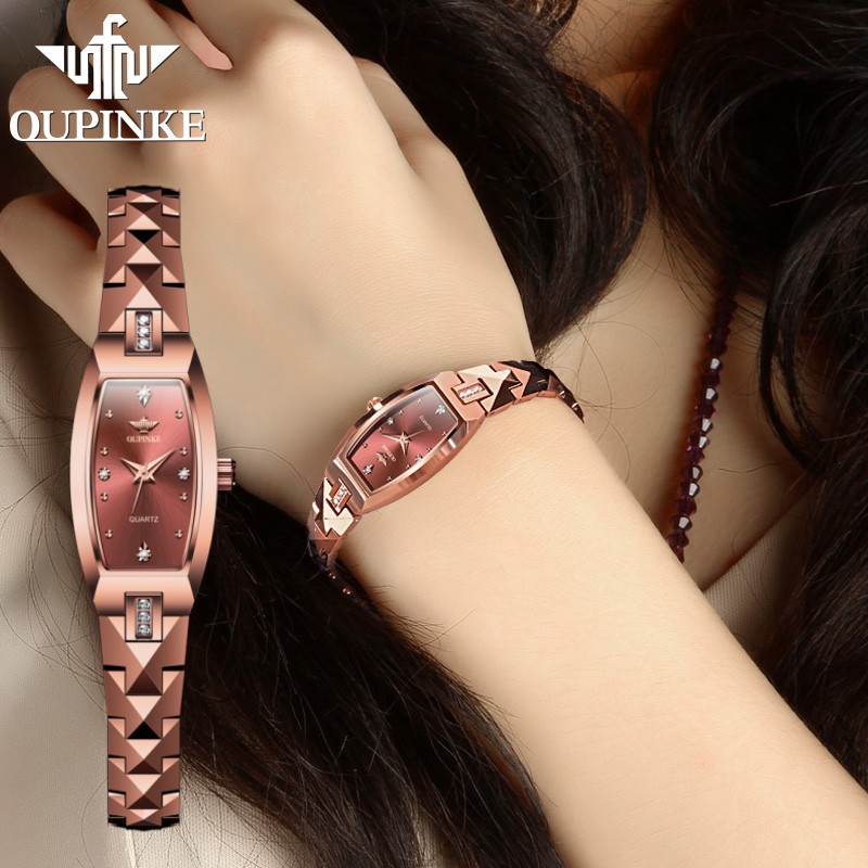 瑞士认证品牌欧品客正品女士手表简约镶钻网红复古女款石英表轻奢