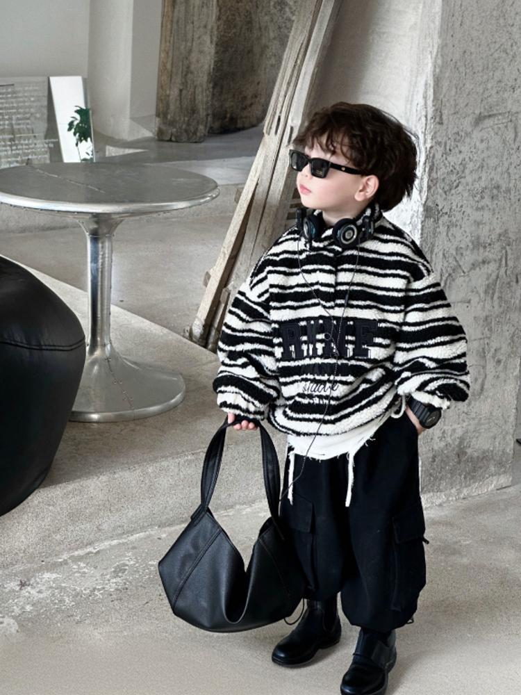 男童卫衣秋冬加厚儿童韩版冬季男女宝宝加绒宽松洋气加厚毛毛卫衣