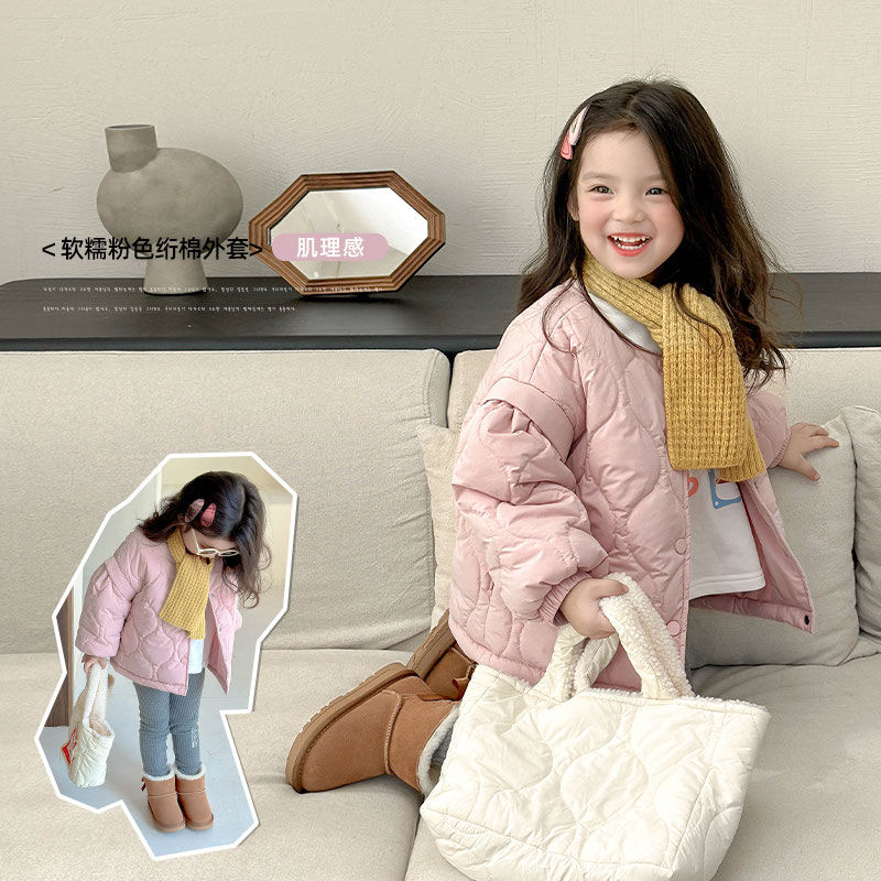 女童秋冬外套2023新款儿童洋气夹棉上衣宝宝加厚保暖冬季棉服洋气