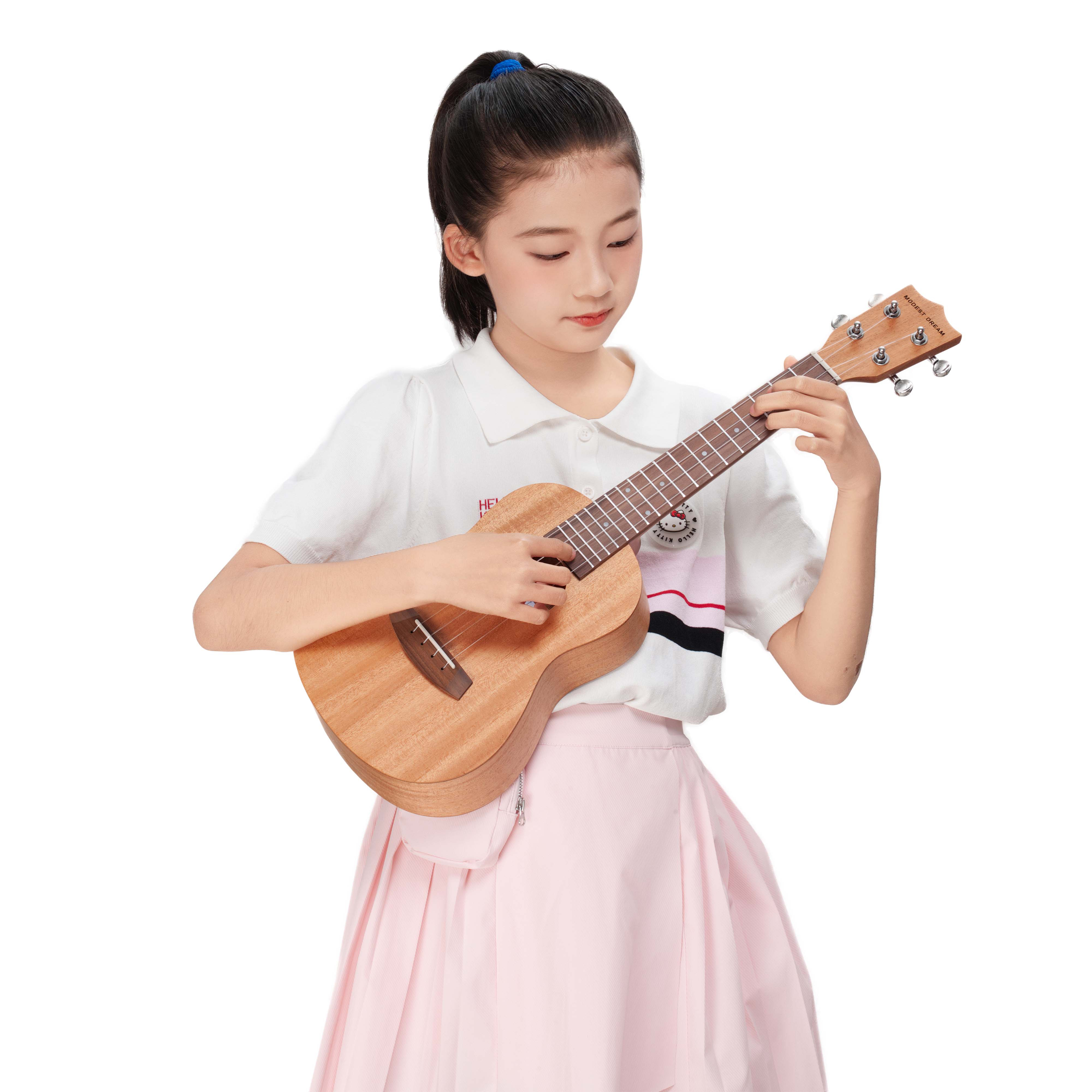 谦梦全桃花芯合板尤克里里23寸碳素琴弦初学F1裸琴+原装包+教材