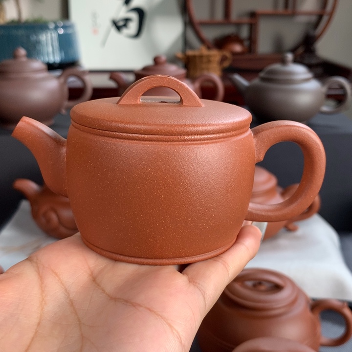 紫砂茶壶满颗粒红降坡140