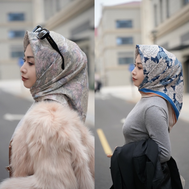 秀英.菲戈冬季双面丝巾防滑防窜【秋水绒】复古时尚休闲百搭方巾