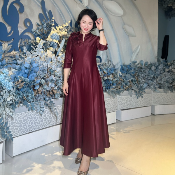 高定礼服宴会回门酒红色喜婆婆妈妈装2025新款爆款