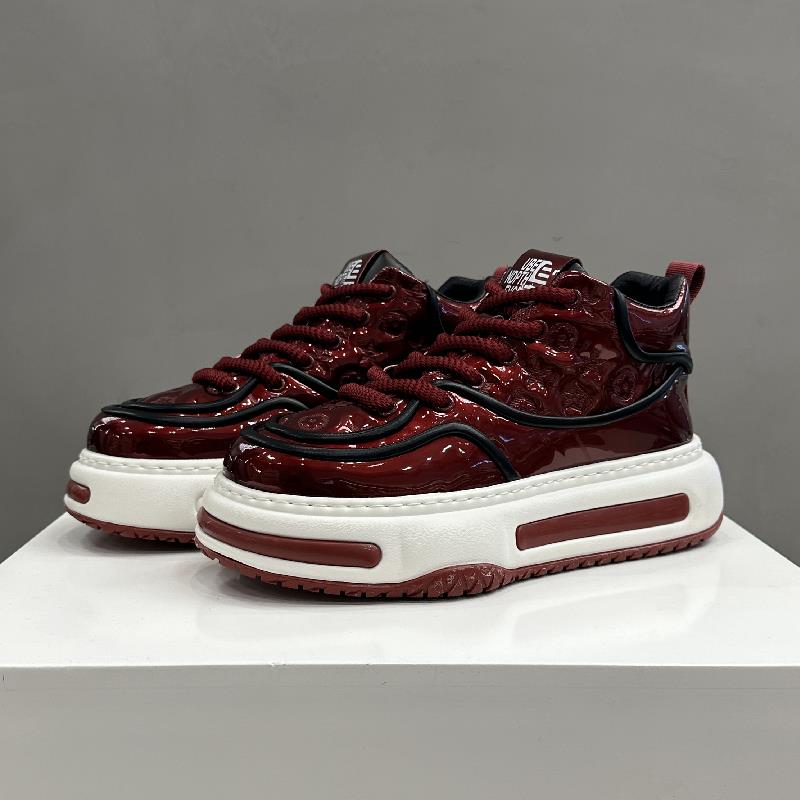 网红休闲亮面老爹鞋男士2023秋冬新款厚底运动鞋潮牌高帮男鞋