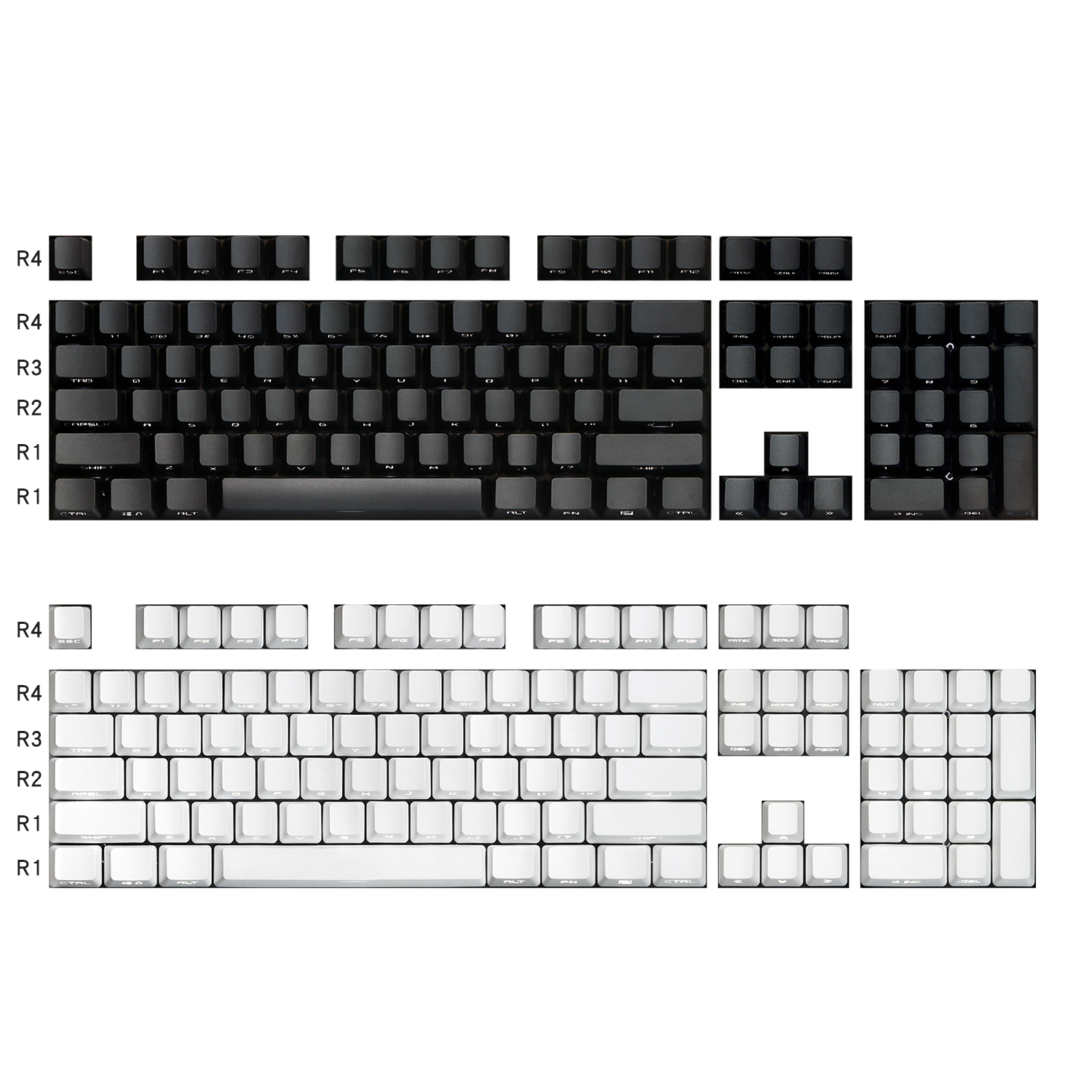 黑白色PBT侧刻透光OEM68 980 75 87客制化机械键盘cherry8.0键帽