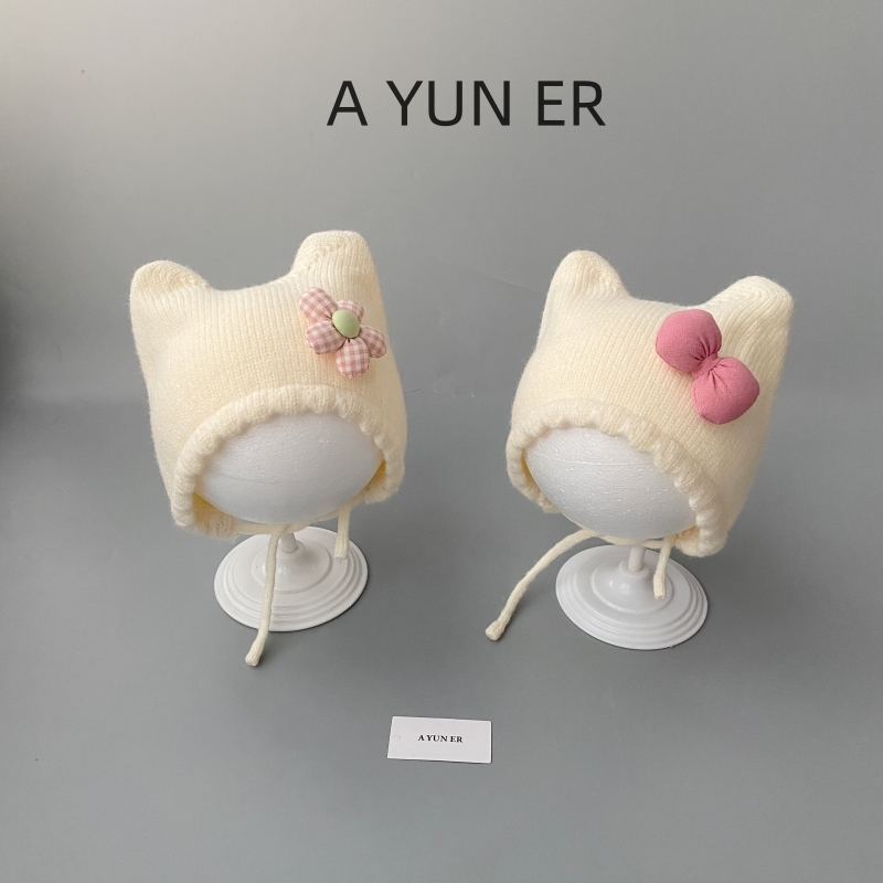 ins婴儿帽子秋冬耳朵尖尖帽可爱超萌宝宝针织毛线护耳帽套头帽潮
