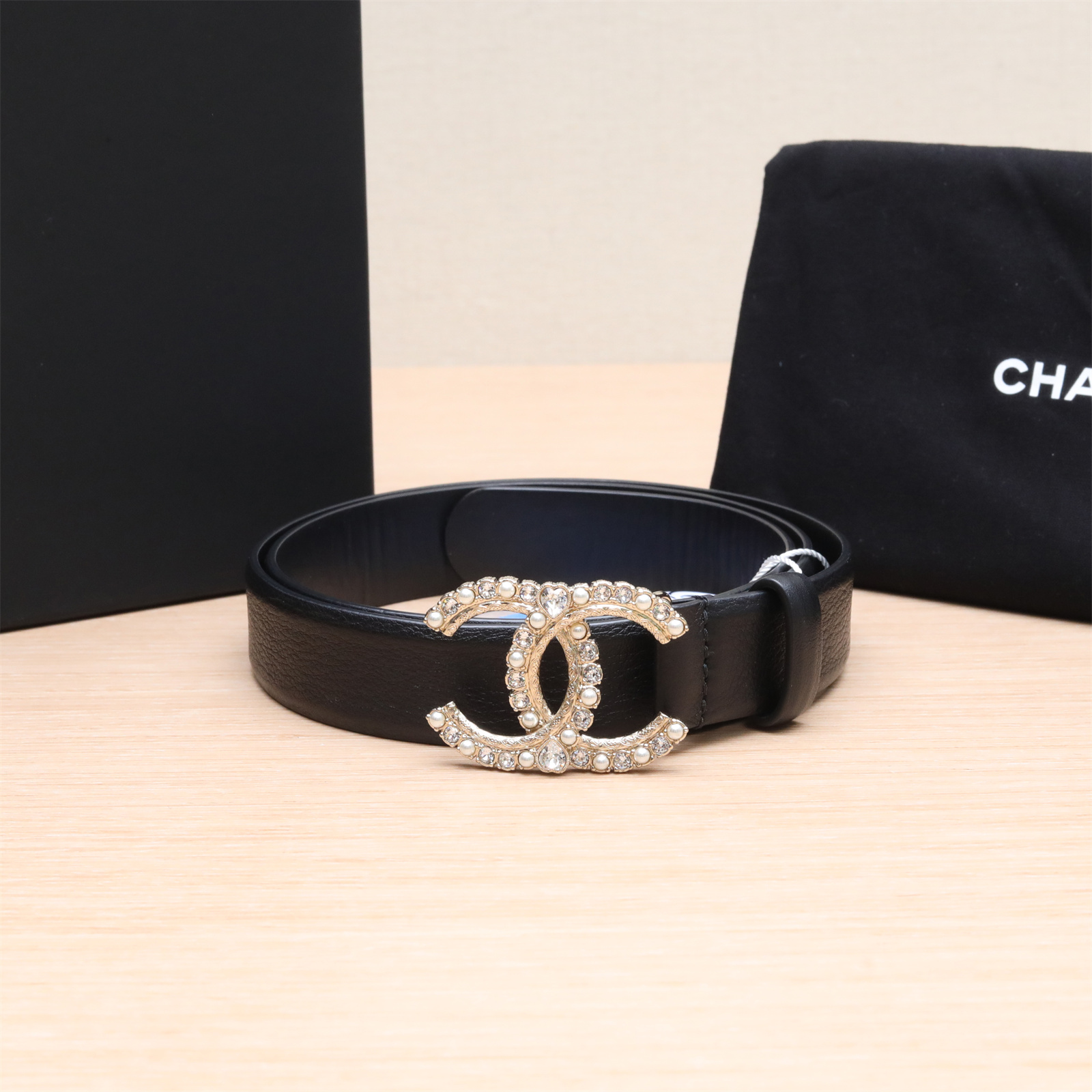 全新未使用 Chanel/香奈儿 -100 小花6娜 水钻爱心双C腰带 80cm