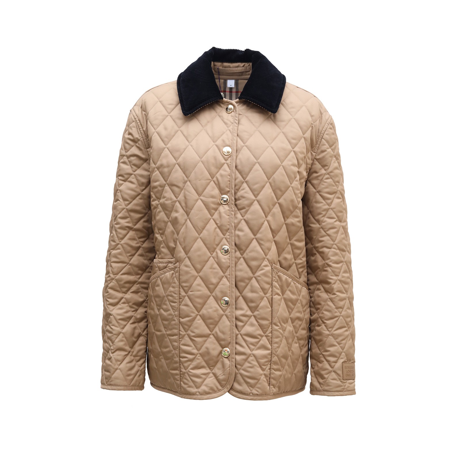 99新  Nico专享/SS23 拼色灯芯翻领格纹绗缝长袖棉服 P243972573