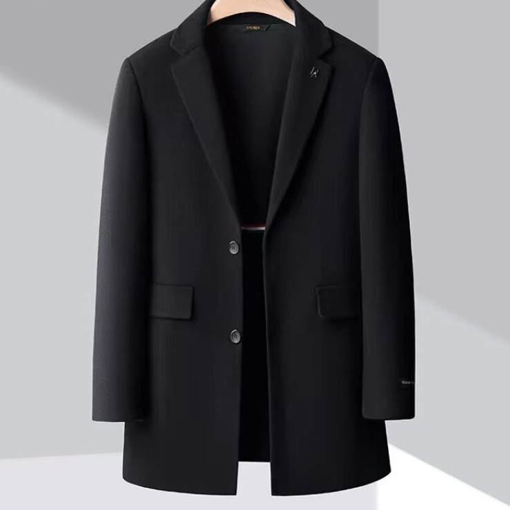 冬季加厚男士双面绵羊毛大衣中长款呢子修身潮流休闲时尚羊毛呢