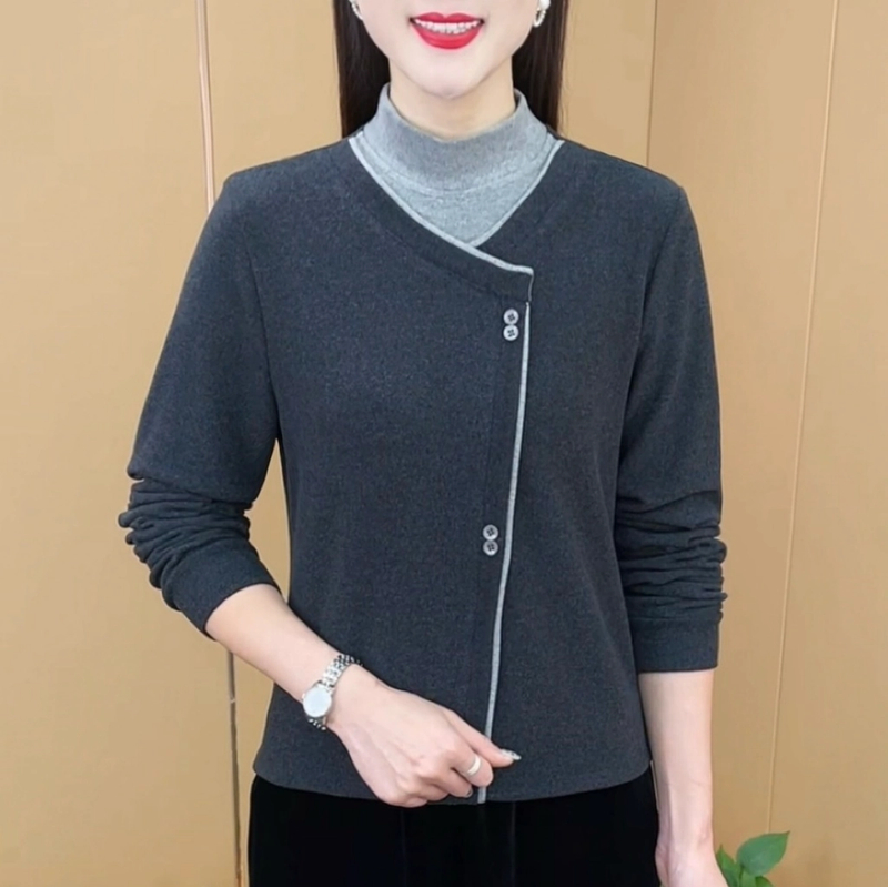 秋冬新款精致半高领时尚双面德绒设计感气质显瘦减龄上衣M9186