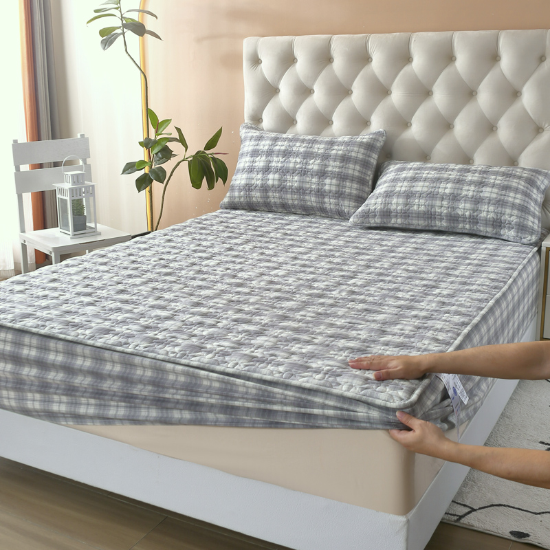 A类纯棉全棉水洗棉加厚夹棉床笠100纯棉全棉床笠三件套