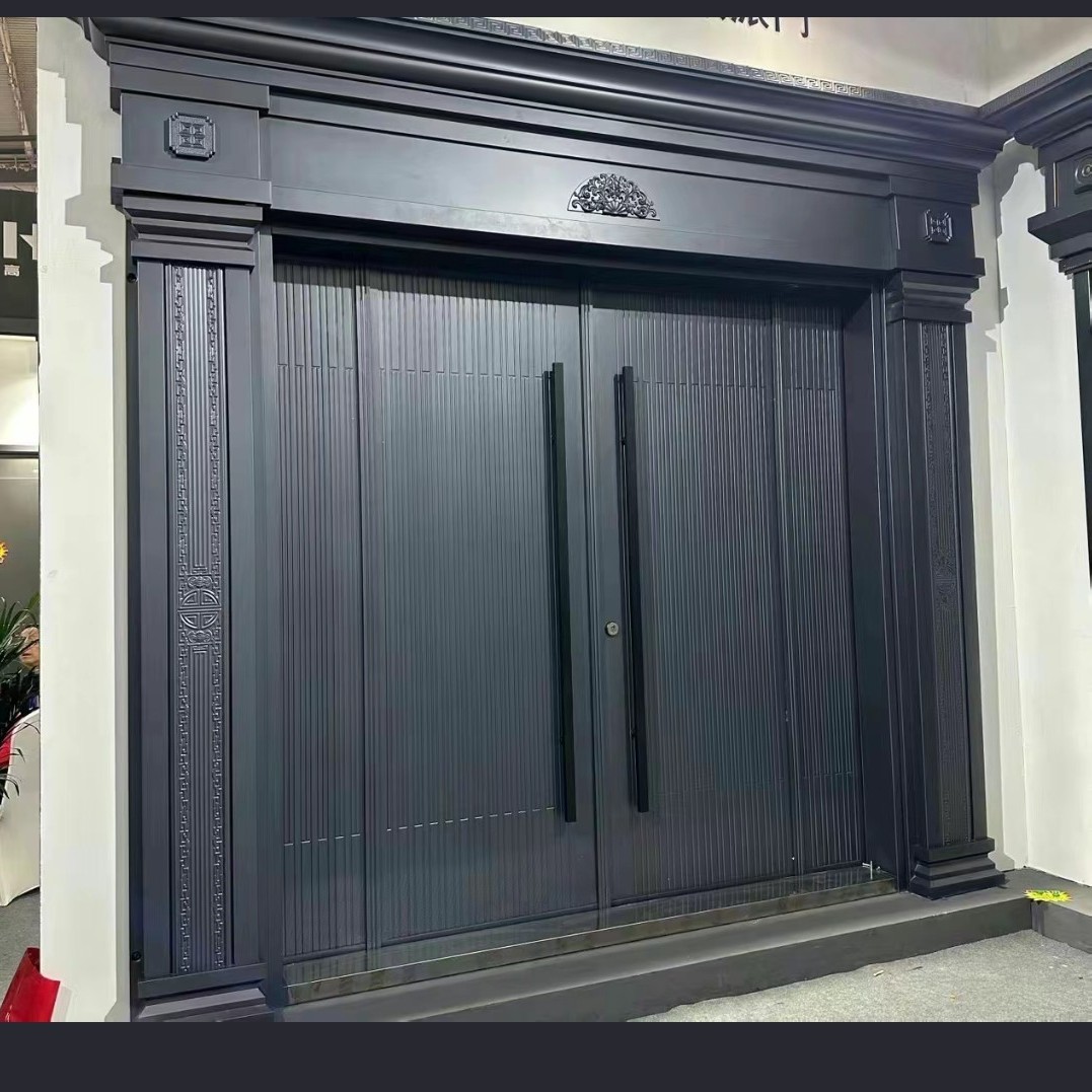 锌合金仿铸铝卡门农村自建房入户门农村定制别墅入户大门双开门