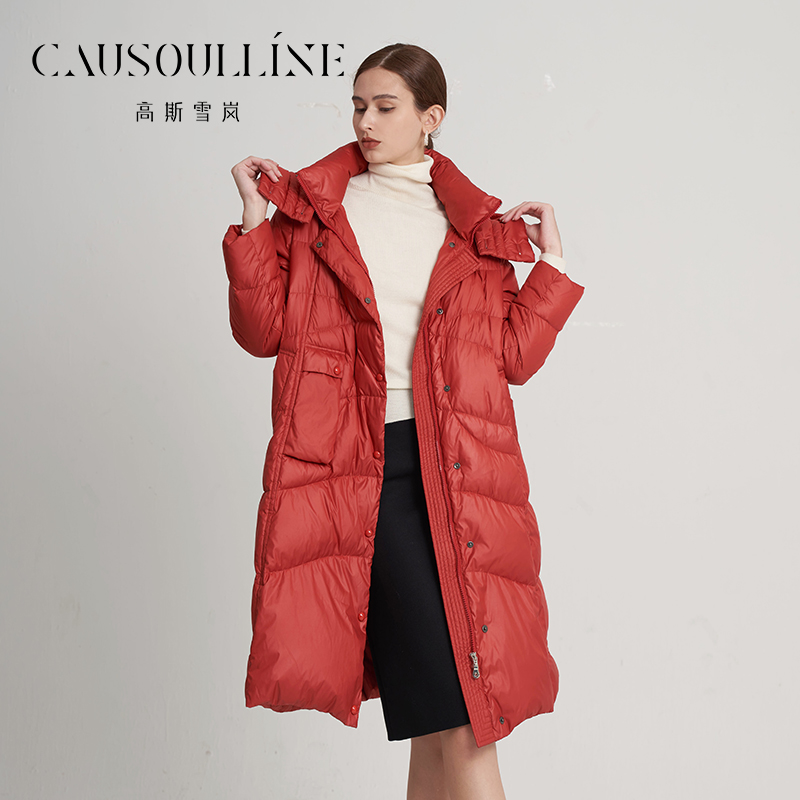 高斯雪岚【双十一】连帽休闲保暖中长款羽绒服23413588