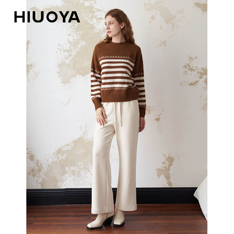 HIUOYA【国庆特惠】流光风气质百搭款条纹休闲针织衫上衣女24470743