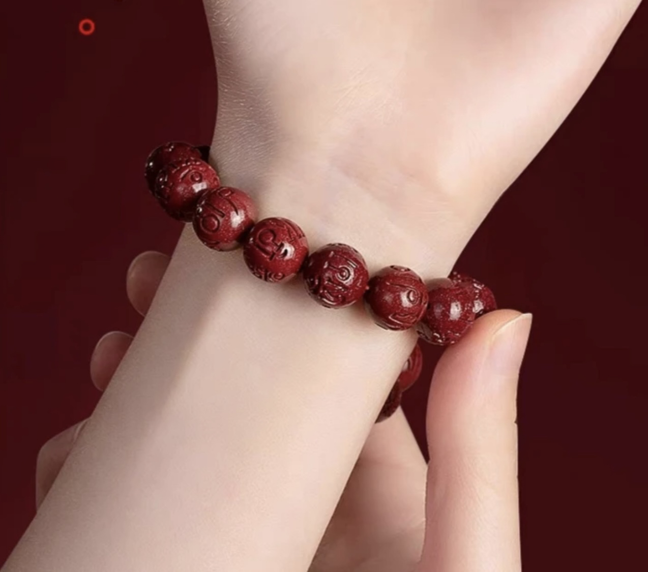 含辰砂工艺品国风朱砂紫金砂六字真言手链圆珠