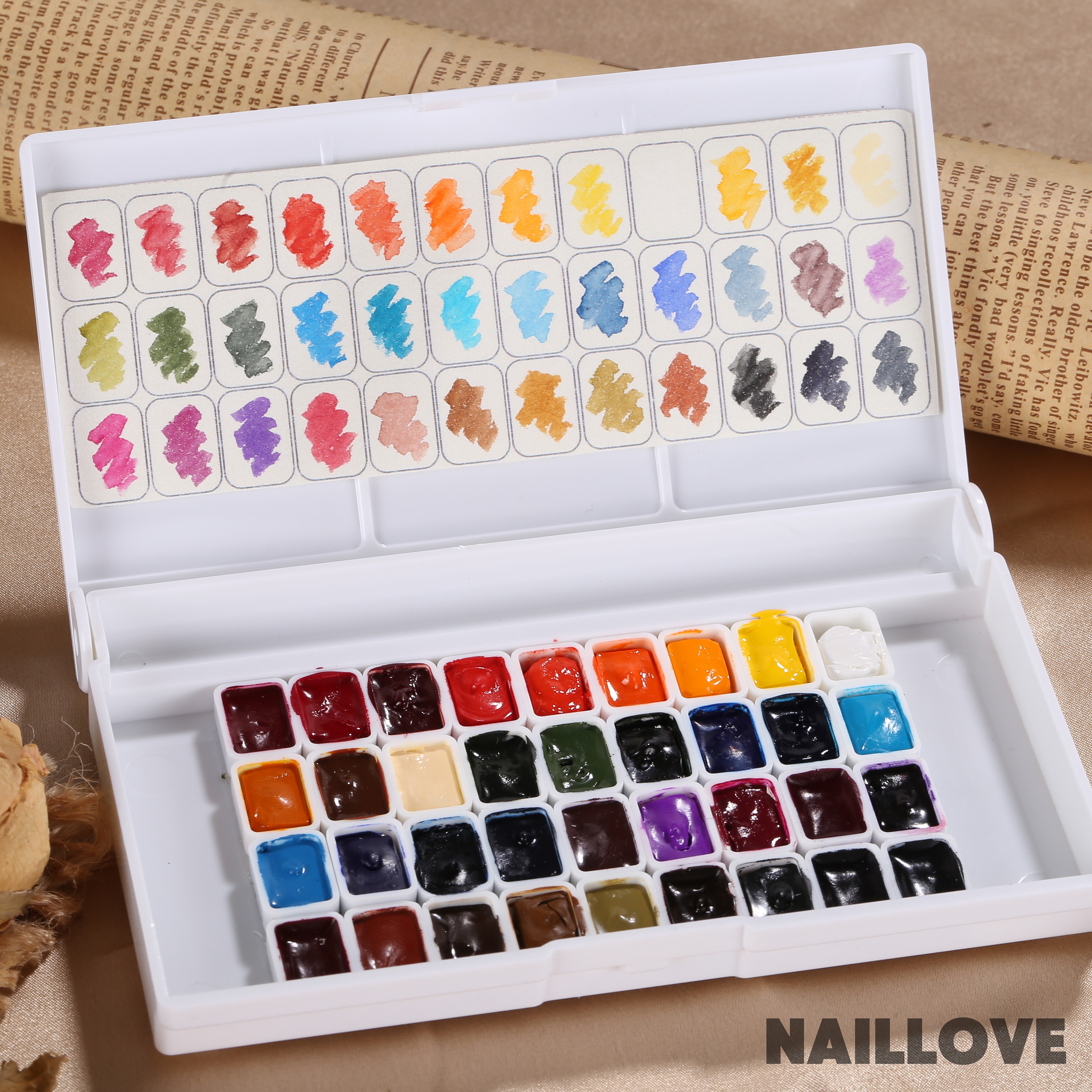 NAILLOVE36色定制水彩流行色高饱和易上色清透无颗粒美甲固态水彩
