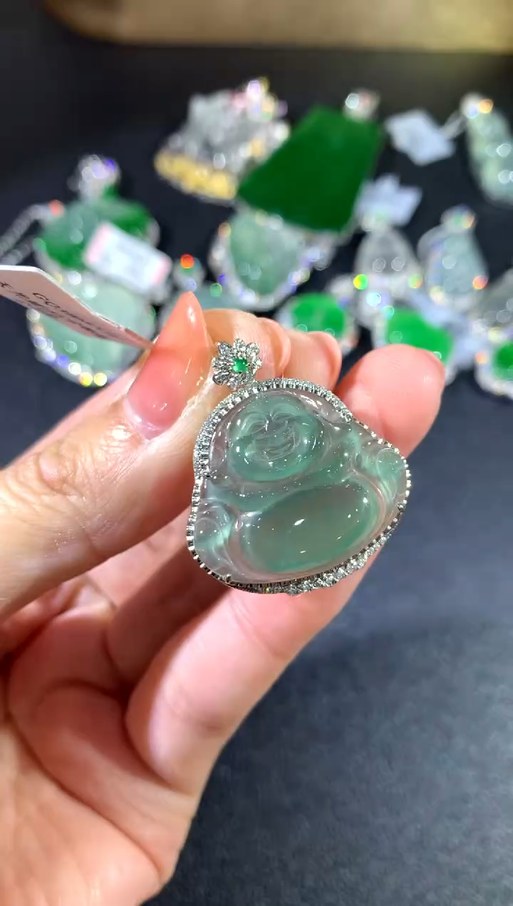 【闪购商品】定制翡翠18K金镶嵌48-佛公（多样性发货）