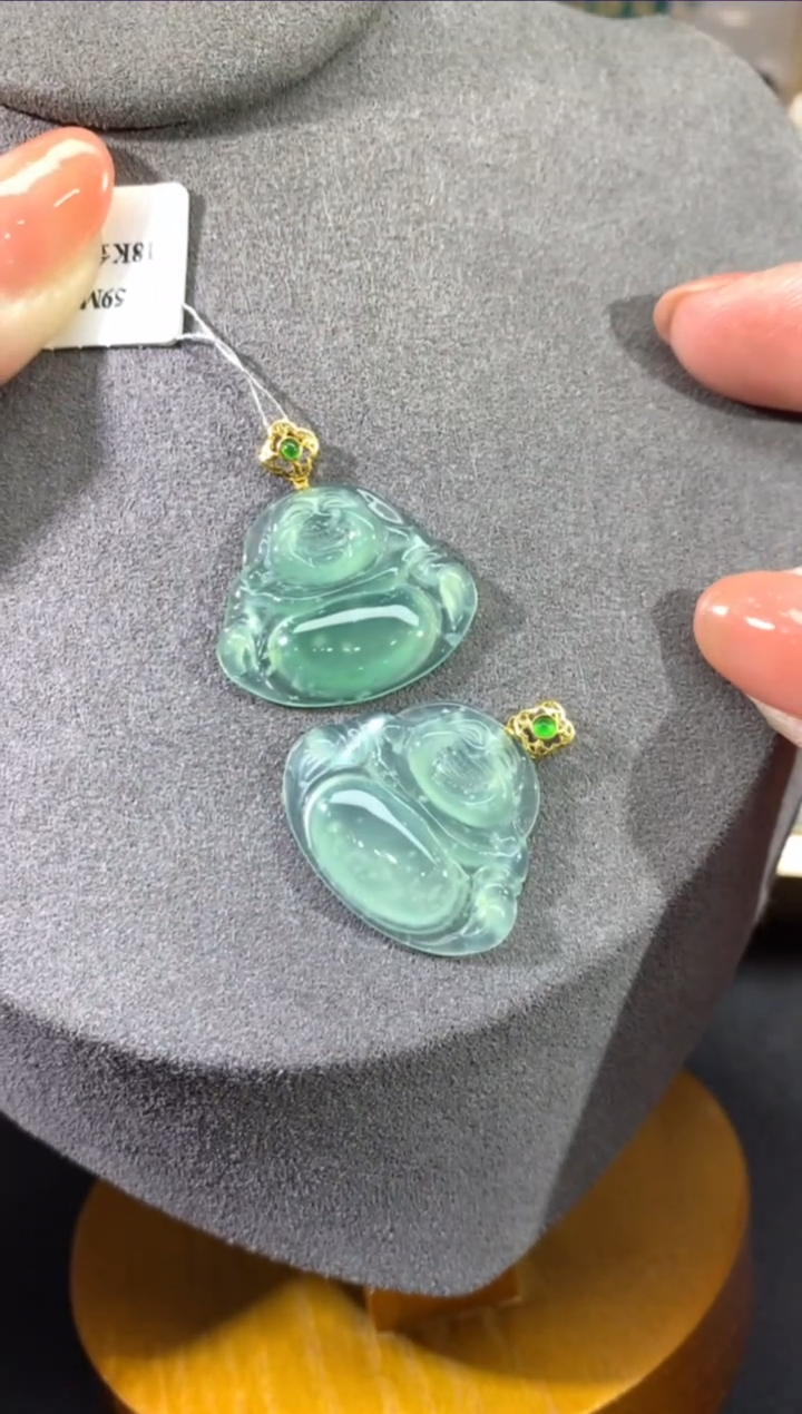 【闪购商品】定制翡翠18K金镶嵌13-佛公一个（多样性发货）