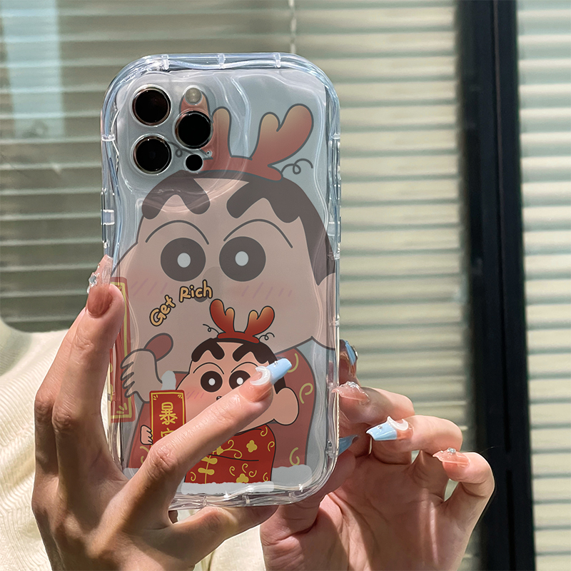 鹿角小新苹果15手机壳iPhone14promax新年7/8plus创意13/12/11/xr