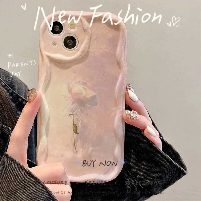 油画玫瑰苹果15手机壳iPhone14promax水滴7/8plus创意13/12/11/xr