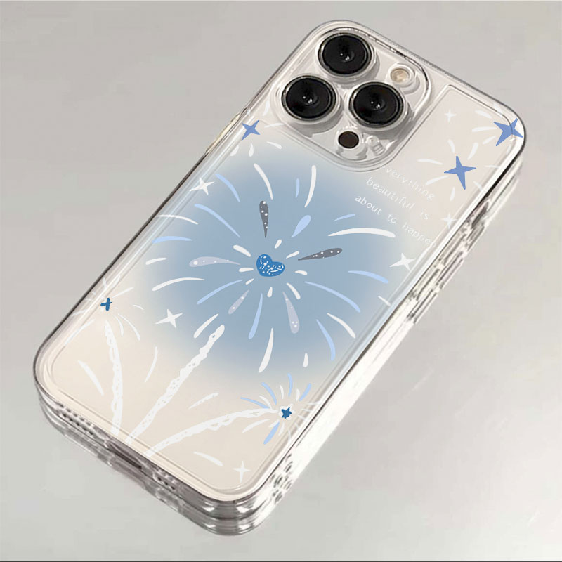 蓝色烟花苹果15手机壳iPhone14promax新7/8plus软壳13/12/11/xr/6