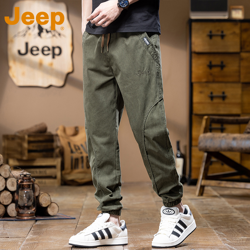 jeep吉普美式重磅男士工装裤2025新款男裤宽松束脚裤男款休闲裤子