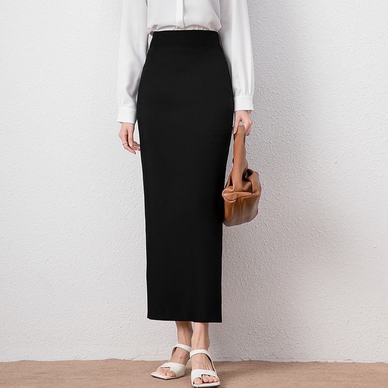 长款修身西装半身新款高级简约女生一步半身包臀裙半身裙半裙黑色