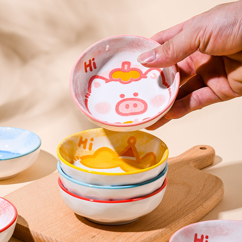 网红卡通陶瓷小碟子蘸料碟可爱家用烤碗菜碟酱料调味碟小碟子餐具