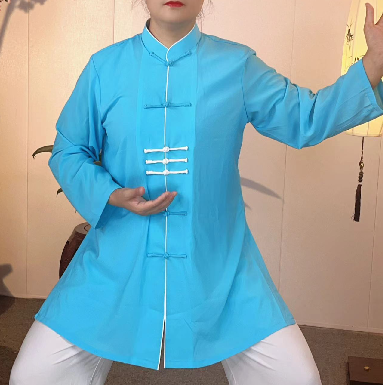 太极服女新款雪纺新中式飘逸八段锦表演服太极拳练功服单上衣