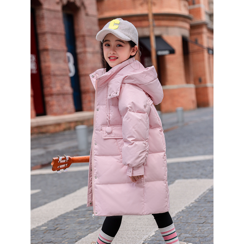 巴拉巴拉童年2023新款中大童羽绒服女童中长款儿童洋气加厚女孩冬