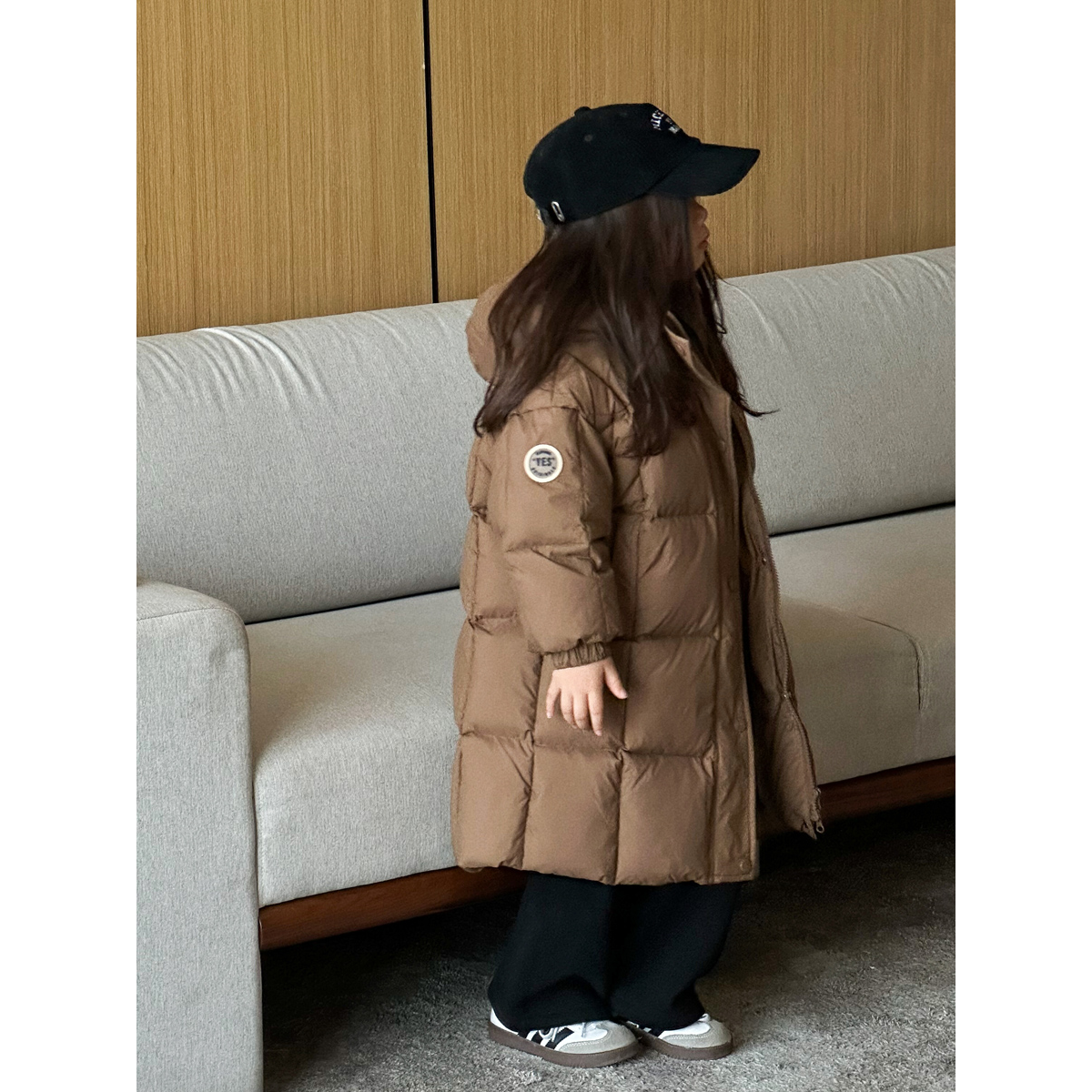 巴拉巴拉童年儿童羽绒服中长款女童加绒加厚90白鸭绒韩版宽松连帽