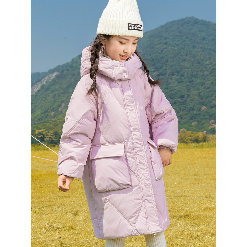 巴拉巴拉童年2023新款儿童女童羽绒服中长款冬季加厚中大童装女孩