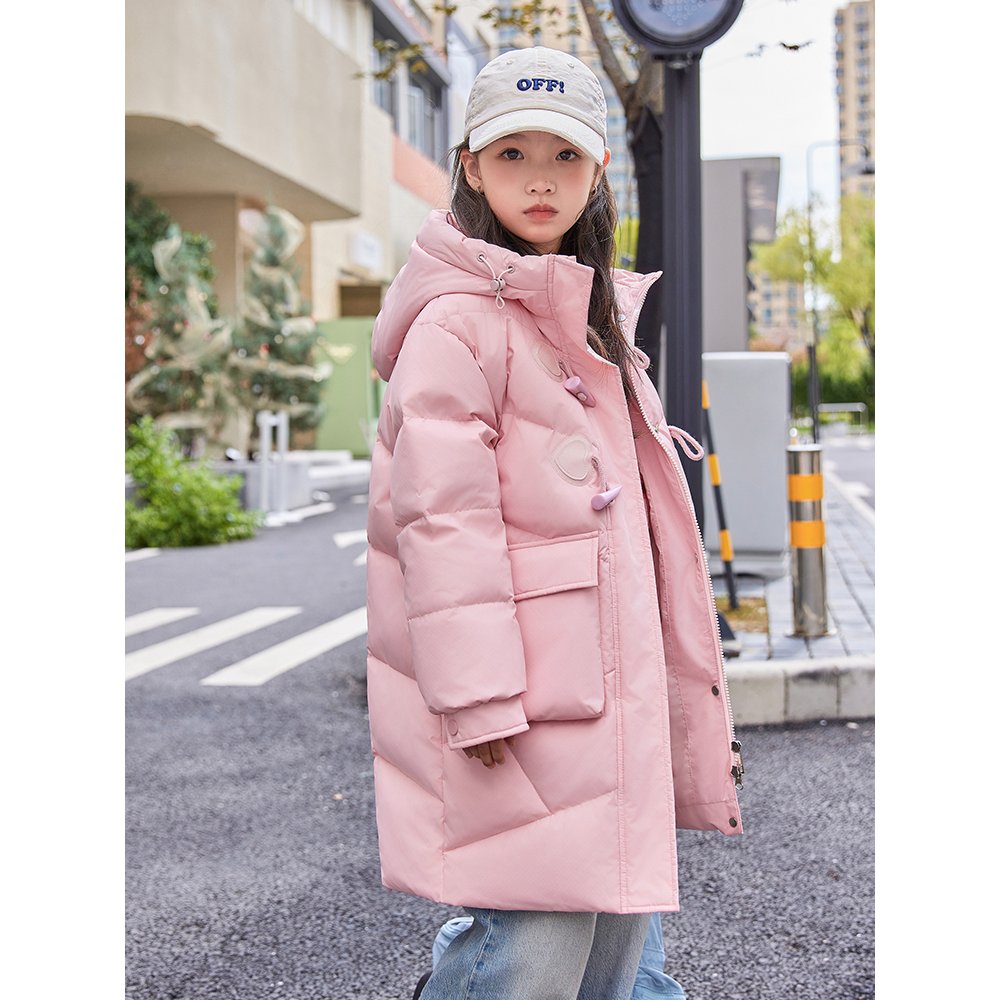巴拉巴拉童年中大童儿童羽绒服女童冬季女孩洋气保暖中长款加厚外