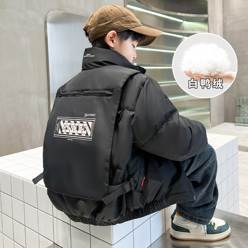 巴拉巴拉童年儿童装男童冬装加厚羽绒服2023新款中大童冬季男孩白