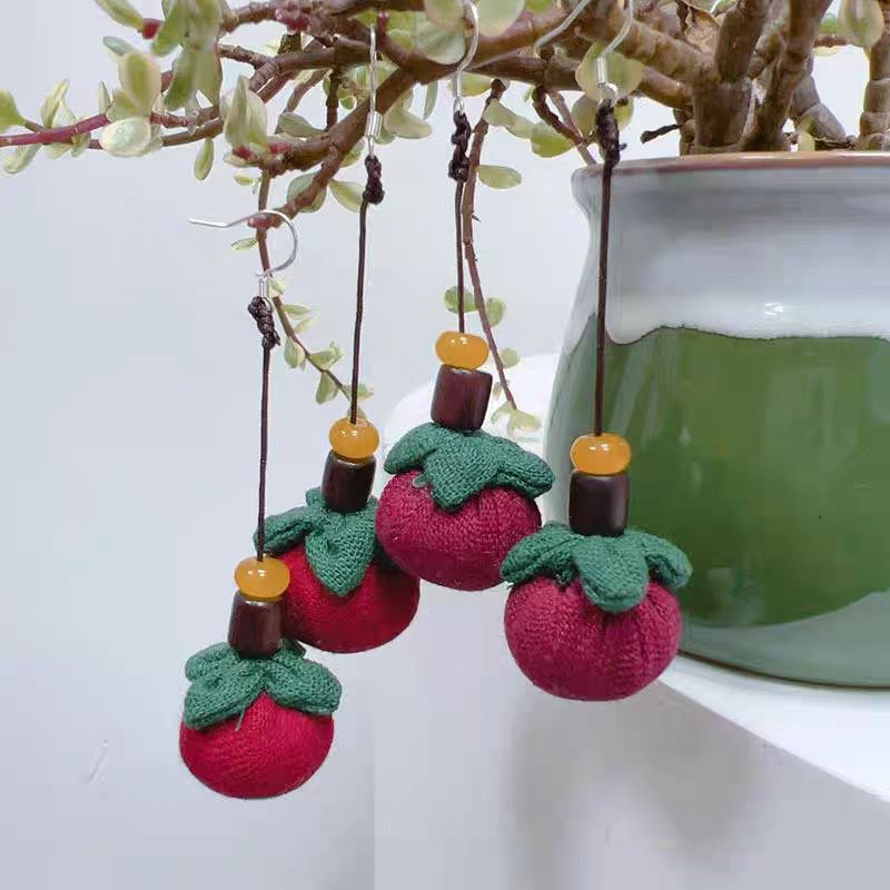 合金布艺耳饰 8002民族风经典复古布艺耳环女耳坠长款手工气质款