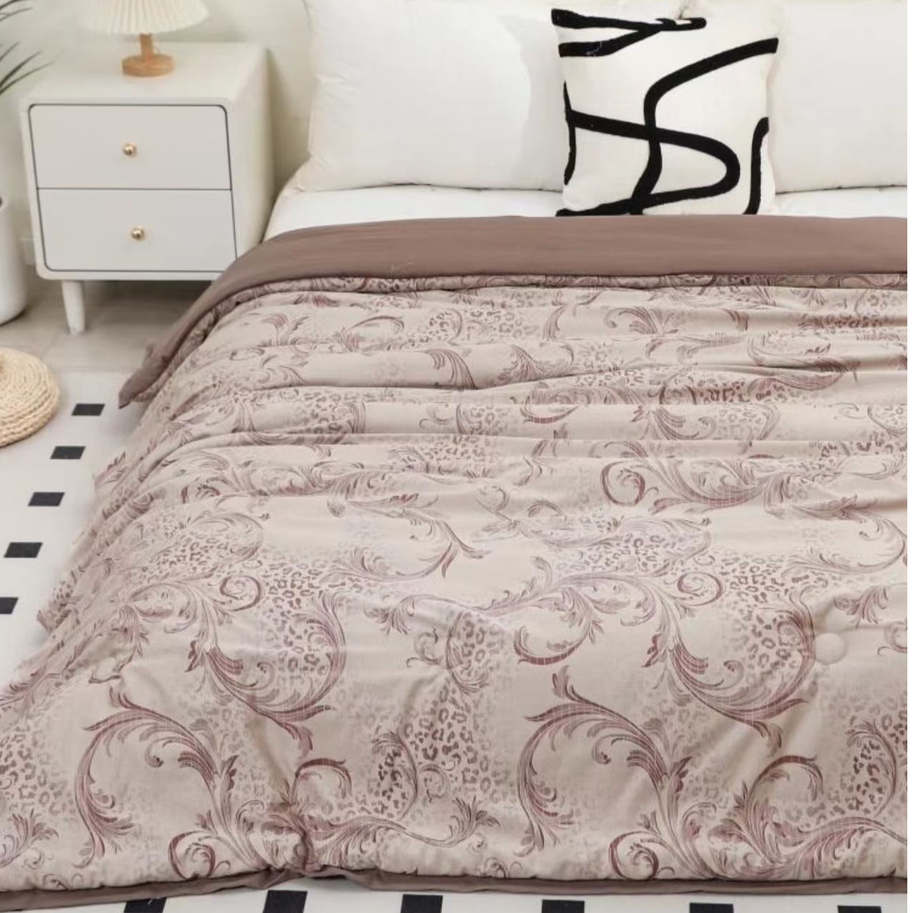 【凤尾花盖被】2.0*2.3M高端A类亲肤柔软透气纯棉机洗加厚保暖被子。