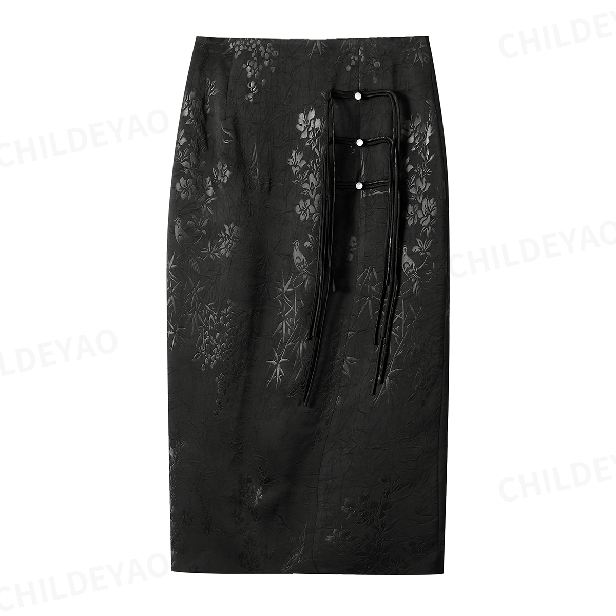 『东方美人』压花缎浮雕肌理提花新中式国风半裙B406026