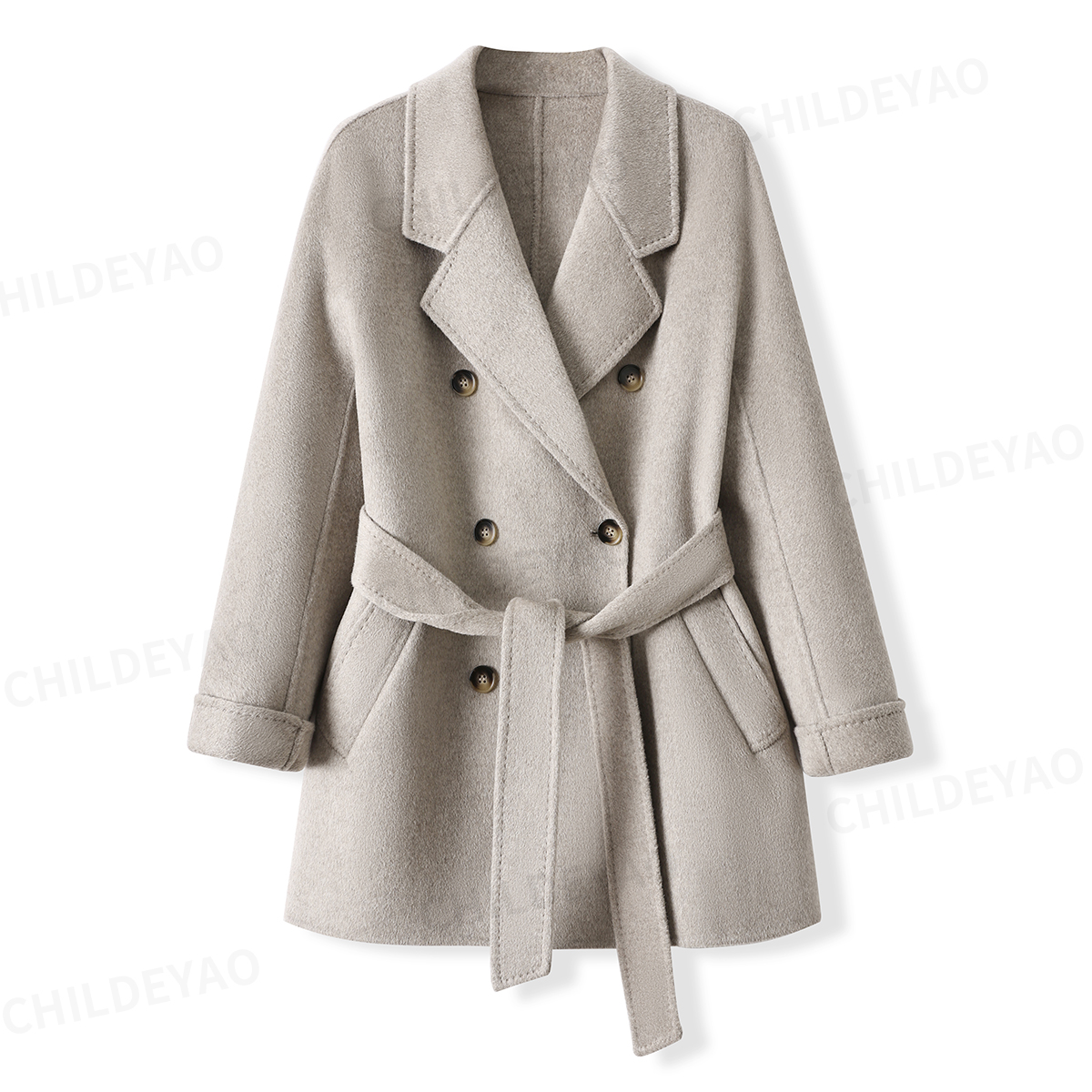 Childe Yao绵羊毛双面呢大衣中长款高端毛呢外套N8024