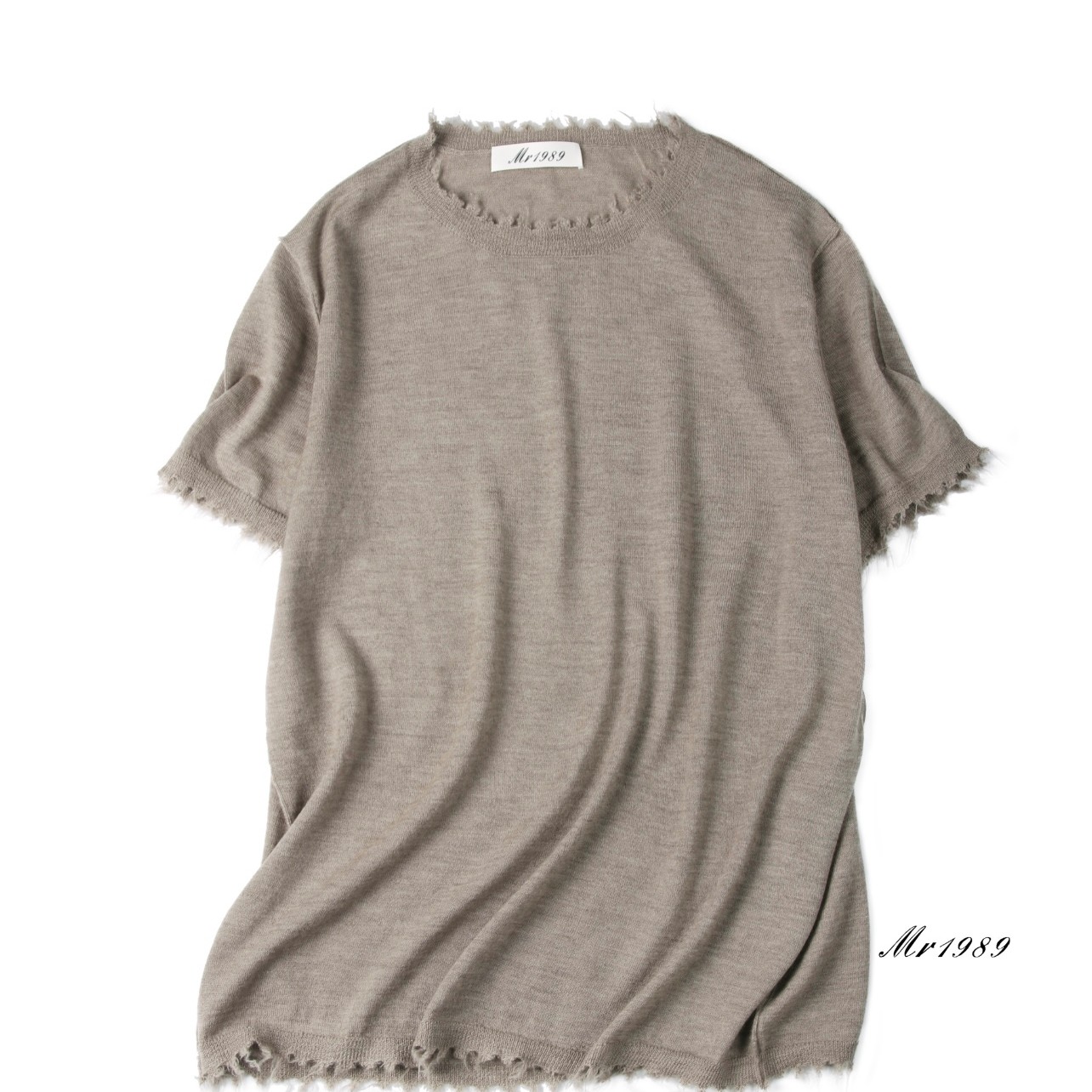 【镜】无事亦匆匆 通用手工剪边羊绒T/半袖 百搭春夏纯色圆领