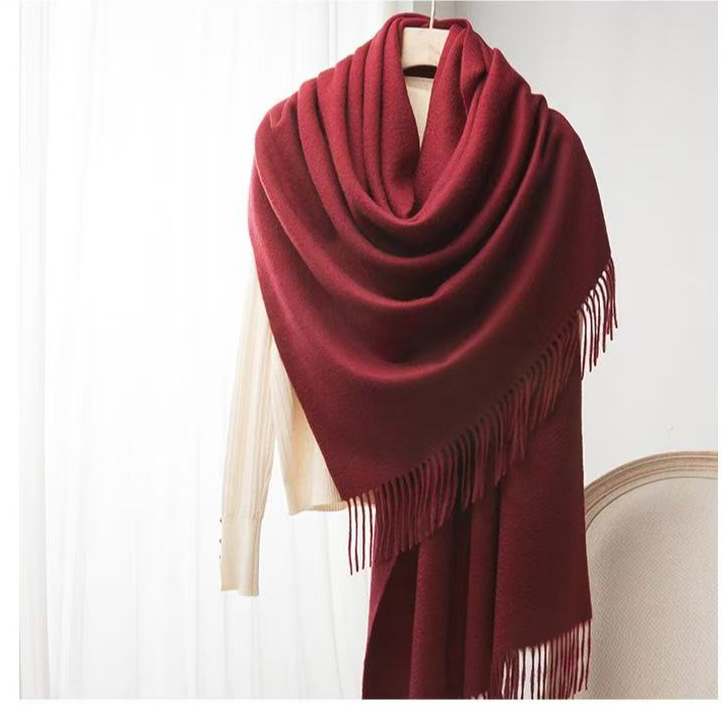 红色系列  披肩围巾 山羊绒羊毛出口订单 